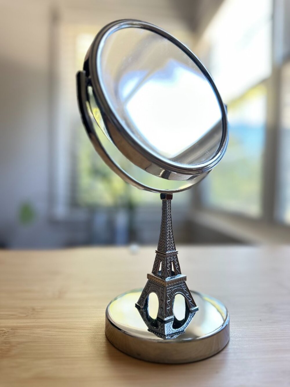 Eiffel Tower Vanity Mirror Double-Sided 360° Rotation 1X/10X Magnification
